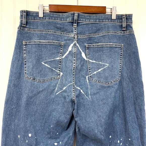 Uniqlo Womens Jeans Size 34 Wide Leg High Rise Star Print Kaihara Denim Skater - Picture 5 of 11